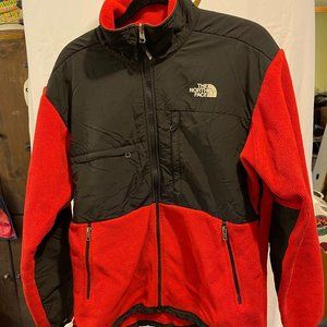 The North Face TNF Fleece Jacket Coat Red and Black Nice Condition Mens Medium